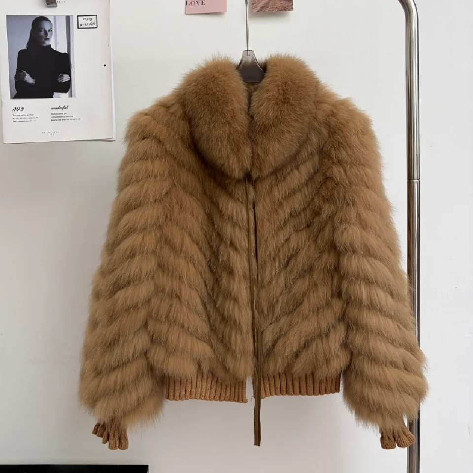 QIXHFUR Women's Real Fox Fur Coat Warm And Stylish Winter Coat Female Plush Women's Winter Coats Women Fur Coat Markdown Sale