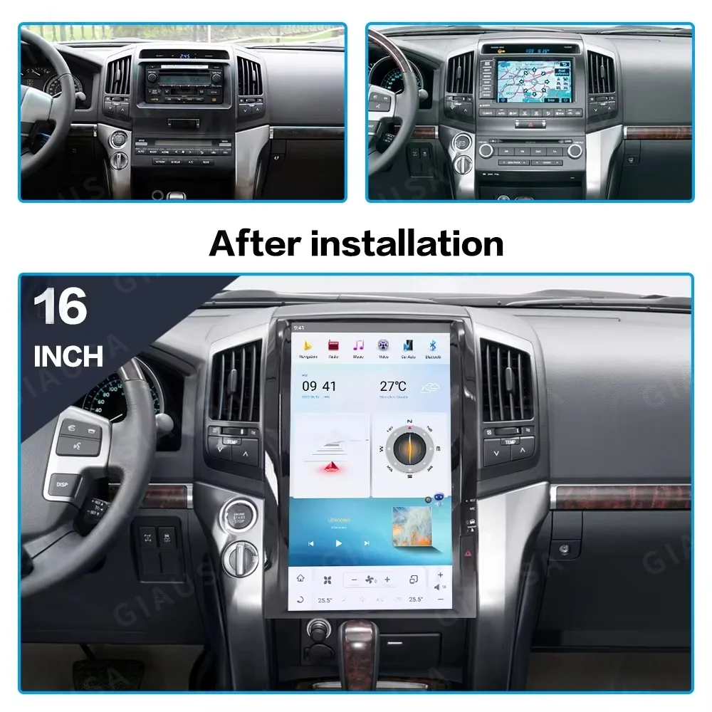 16'' Qualcomm Android Auto For Toyota Land Cruiser 200 LC200 2008~2015 Vertical Radio Multimedia GPS Navigation Player Head Unit