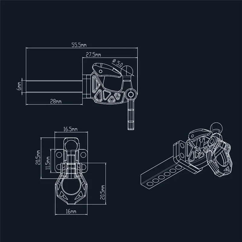 A44U 4PCS RC Auto Aggiornamento Gancio di Traino Gancio di Traino Per 1/10 1/8 TRX4 SCX10 KM Serbatoio 300 RC Auto Accessori di Aggiornamento