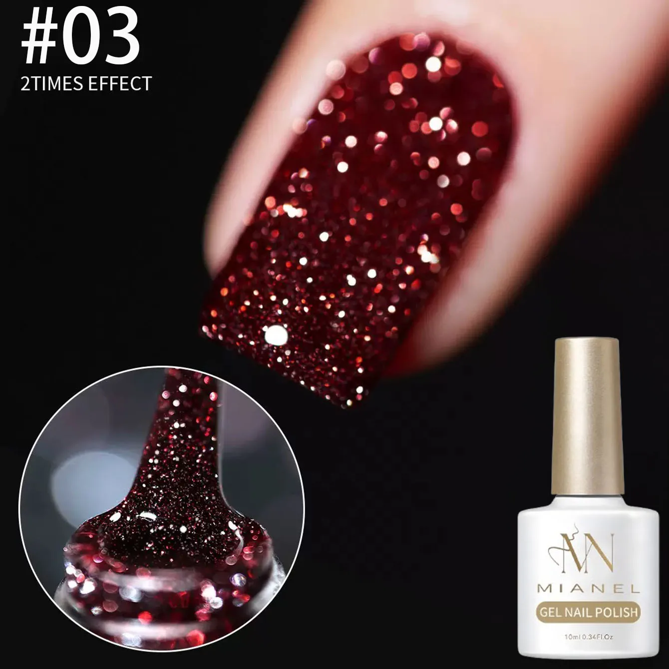 10ML 1PCS Unghie rosse Natale Diamante schiacciato Gel Smalto per unghie Serie Temperamento bianco Colla per unghie schiacciata glitter ad alta densità