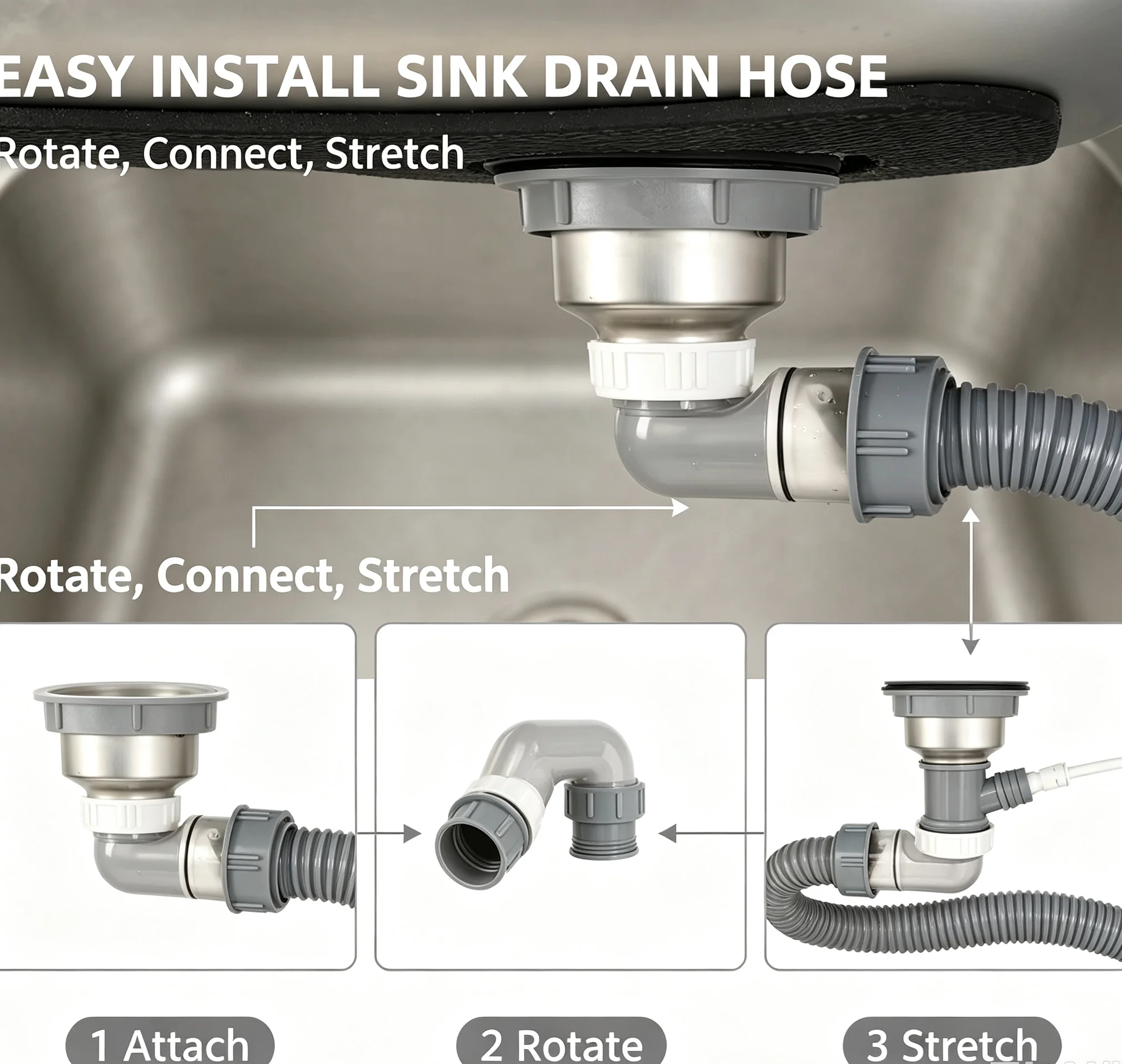 Transparent ABS Anti Odor Valve Kitchen Basin Gravity Closed One-way Drain Valve 45mm Hose for Kitchen Sink