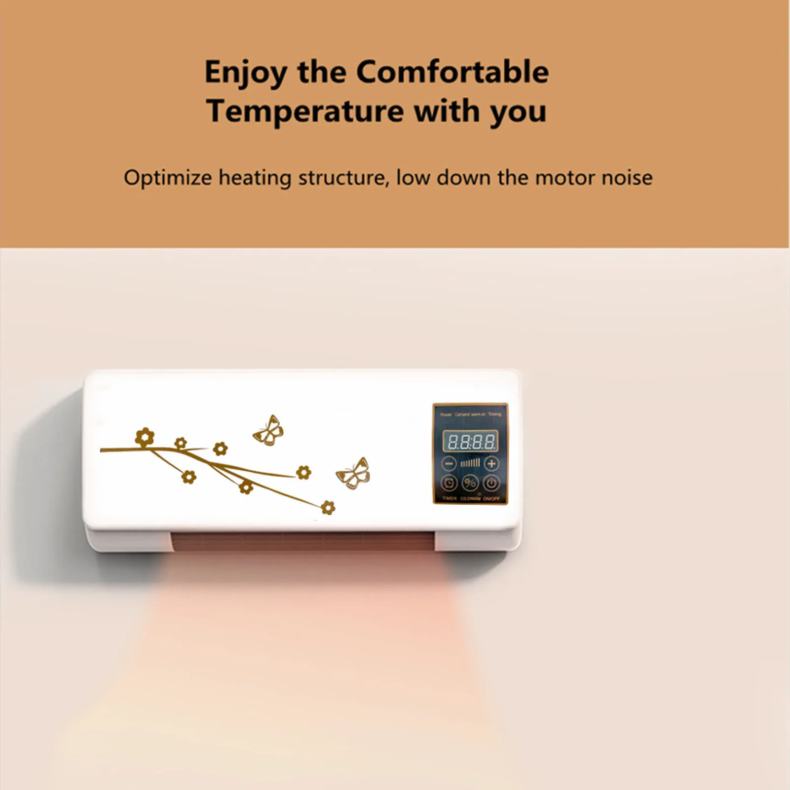 

PTC Ceramic Heater Wall-Mounted Air Conditioner Remote Control Heater EU Plug 220V Air Conditione, Low Noise, 1-6 Hour Timer