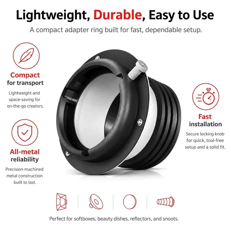 A73E-For Profoto Lights Mount Adapter Ring All-Metal Design For Bowens Conversion Fits Convert For Profoto Studio Lights view 6