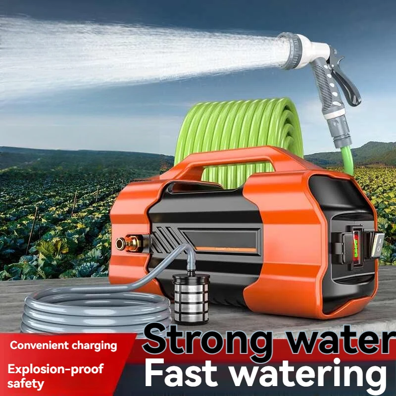 Heavy Duty Farm Water Pump - Reinforced Anti-Leak Hose & 12V Brushless Motor for Continuous Vegetable Plot Irrigation