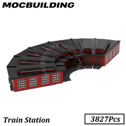 Train Depot Model Railway Accessories Railroad Moc Building Block Display Set DIY Brick Toy Gift Christmas Present