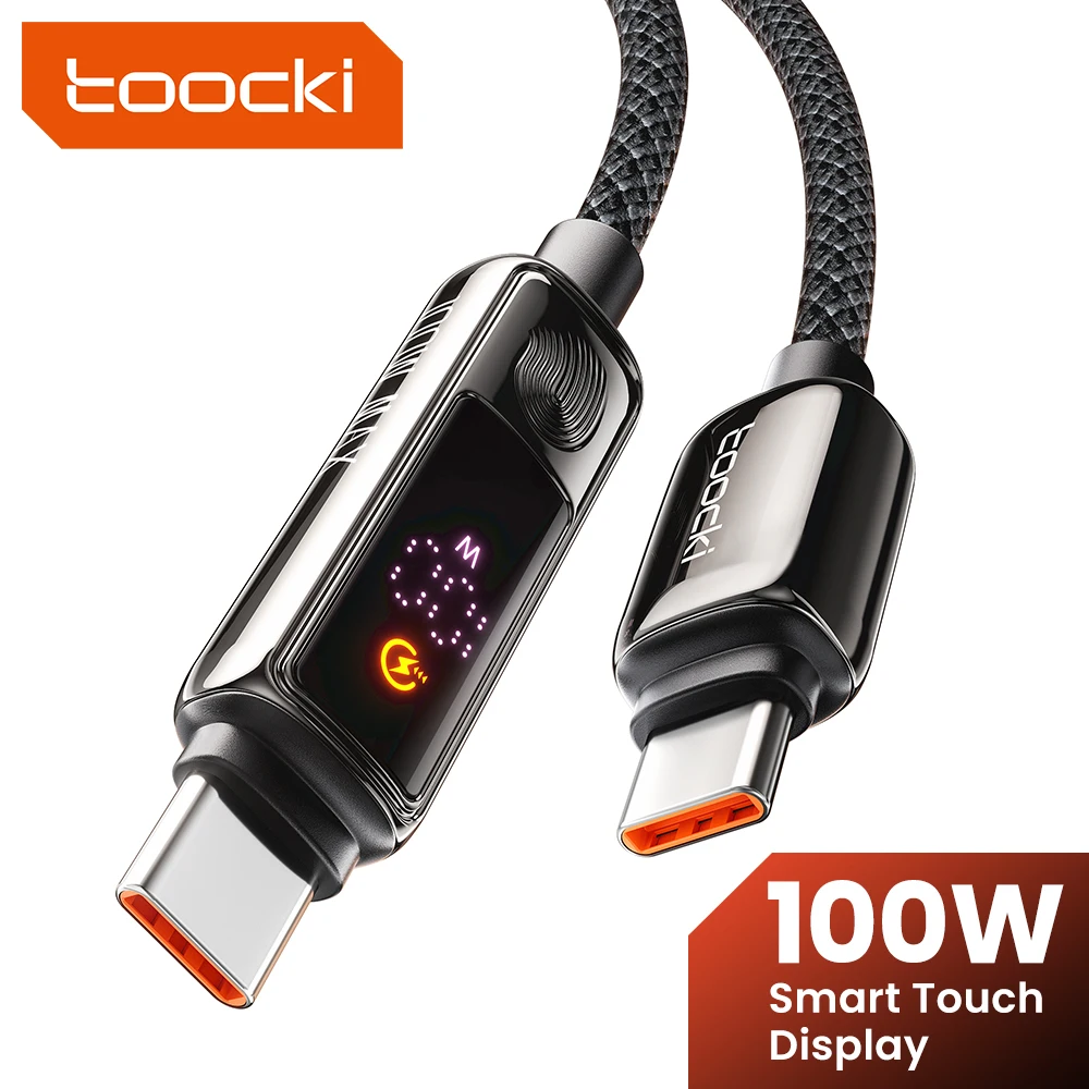 Toocki PD100W Fast Charging USB C Cable Intelligent Touch Control Power Display Zinc Alloy Type C Cable for iPhone 16 15 Samsung