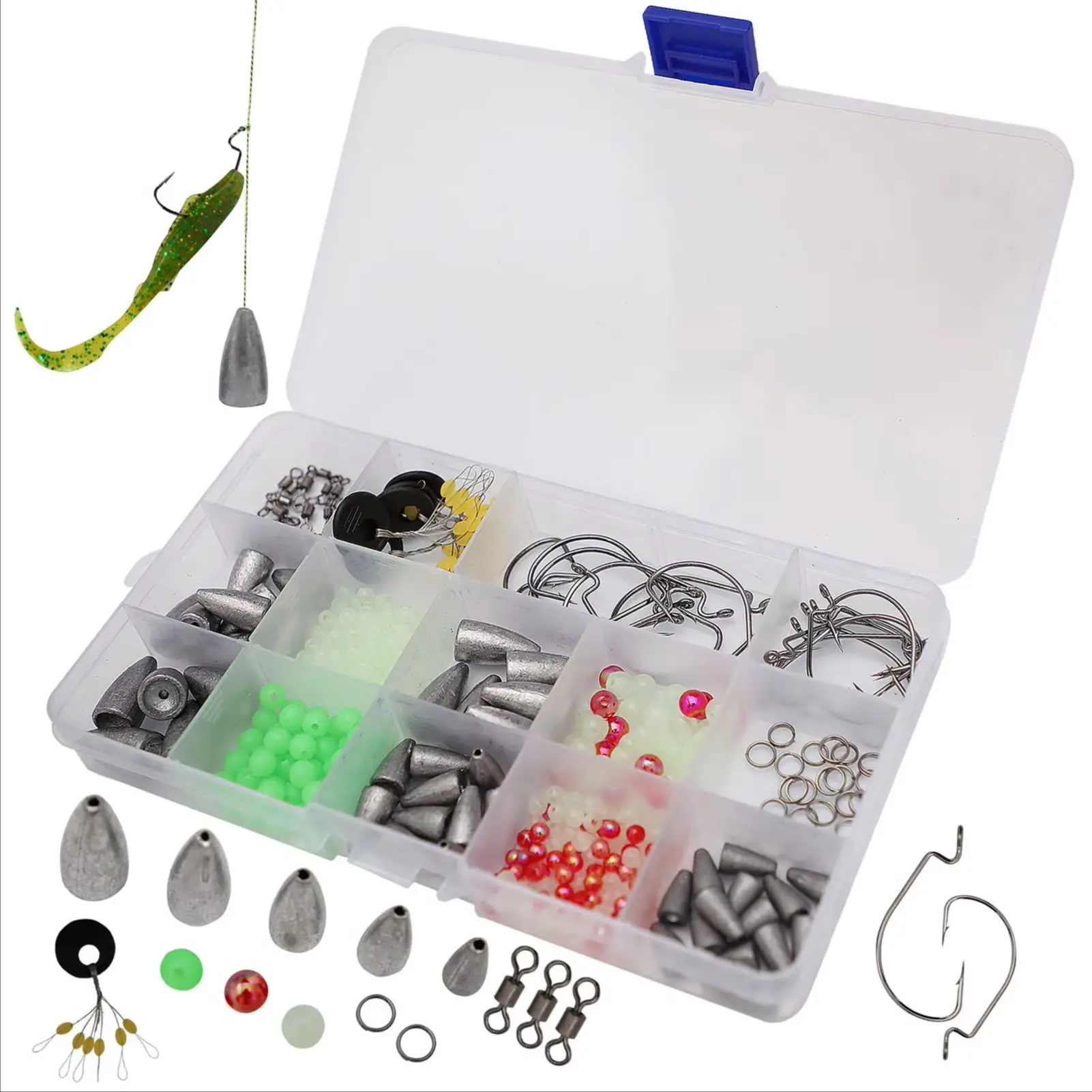 

Бесплатная доставка FISHER, 184 шт./кор., набор рыболовных грузил, свинцовые грузила, вращающиеся вертлюги, кривошипные крючки, бусины, металлические кольца, аксессуары для рыбалки