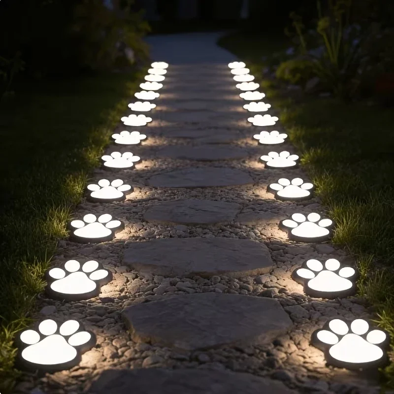 Solar LED Cat Paw Garden Lamp 4pcs, Animal Claw Print Lawn Lights, Outdoor Pathway Yard Patio Decor for Christmas Holiday