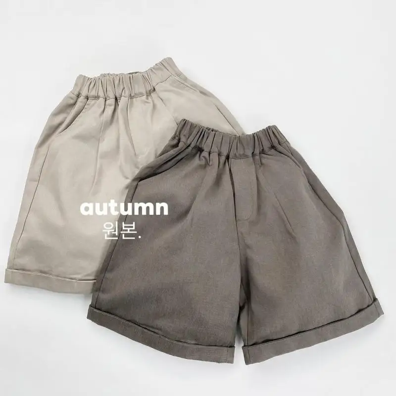 

Осень 2024, новые детские повседневные шорты, однотонные свободные шорты для девочек, широкие брюки для мальчиков, хлопковые детские средние штаны, одежда для малышей