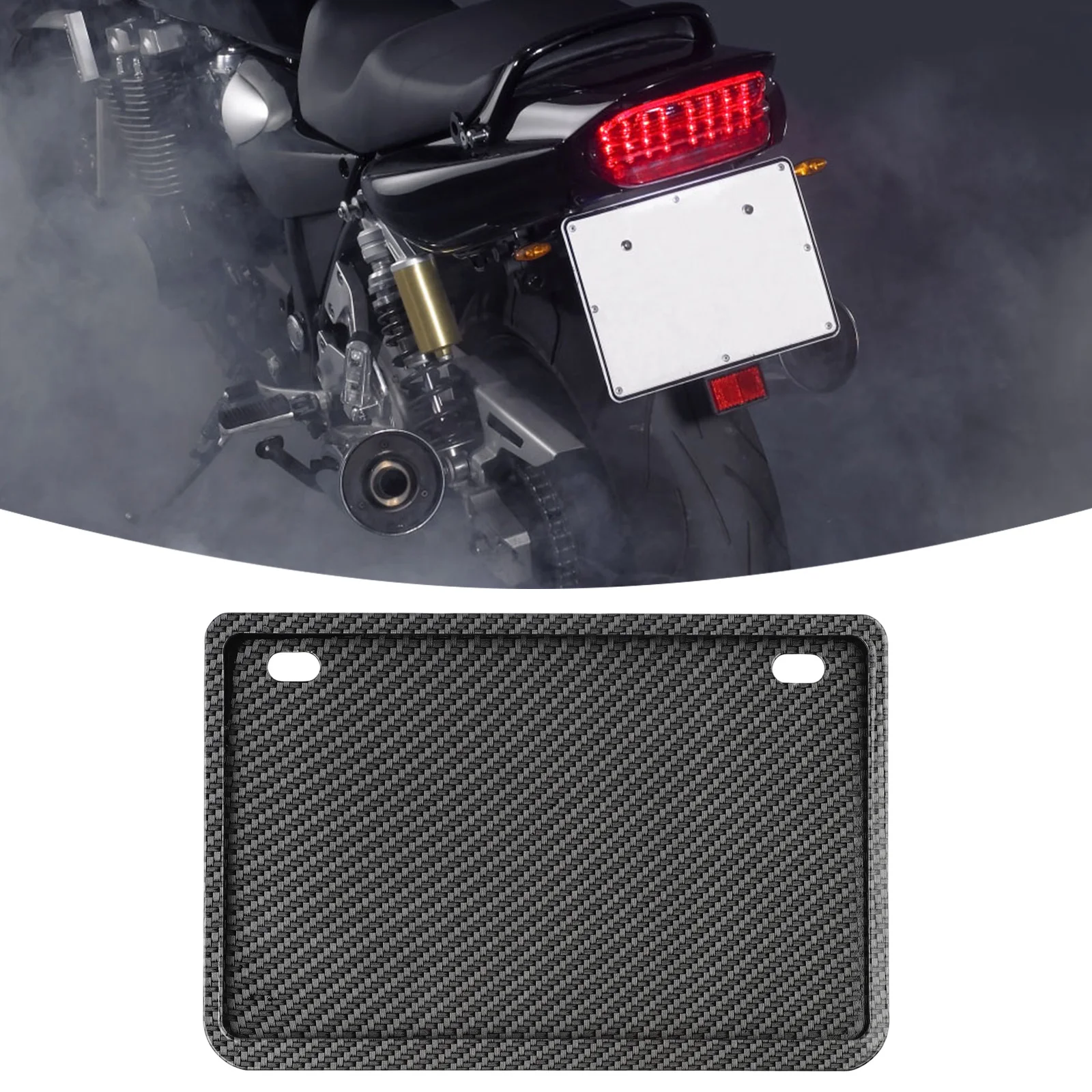 1Pcs Car  License Plate Hollow Solid Double-layer Motorcycle License Plate Frame Carbon Grain Aluminum Alloy License Plate Frame