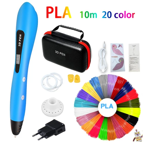 Bolígrafo 3D Bolígrafo de impresión 3D para niños con filamento Pla Juguete creativo 3D Regalos para niños con bolsa portátil