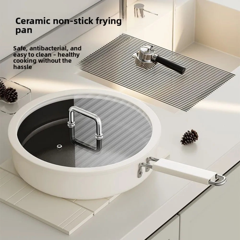 

Титановая керамическая сковорода с антипригарным покрытием, кухонная посуда с плоским дном для газовой плиты, индукционная плита, блюда, жарки, приготовления пищи