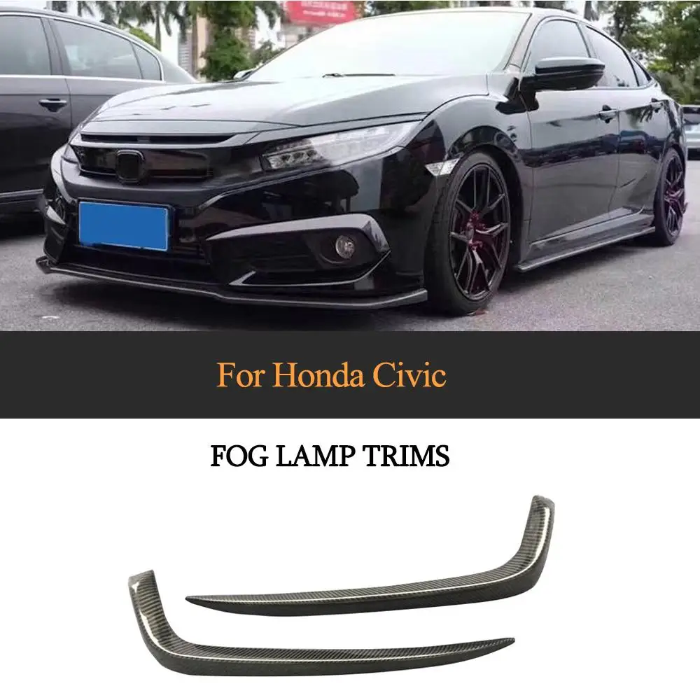 

Car Front Bumper Fog Light Upper Trim For Honda Civic Sedan 2016 2017 2018 Carbon Fiber Spoiler