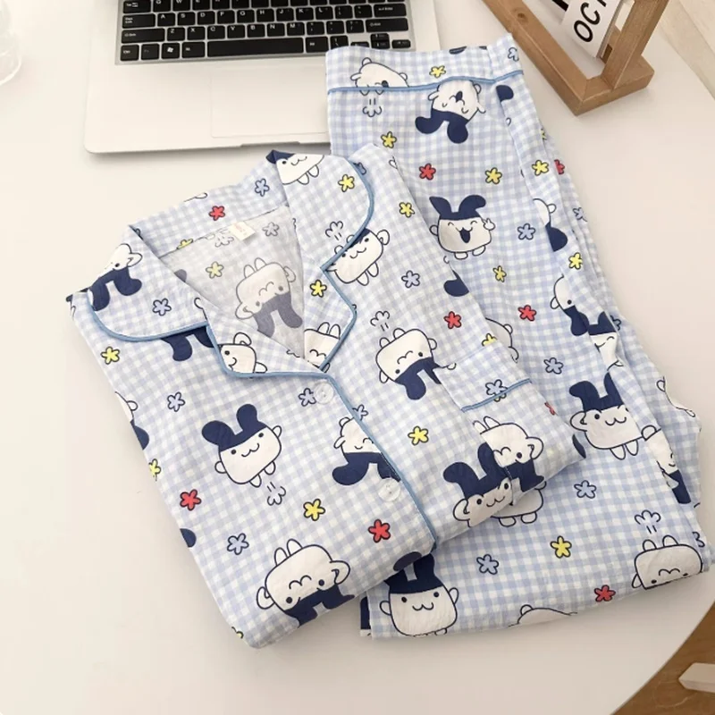 타마고코 마미지 여성용 한국 스타일 긴팔 잠옷 귀여운 큰 입 디자인 봄 가을 겨울 홈웨어 여름 패션