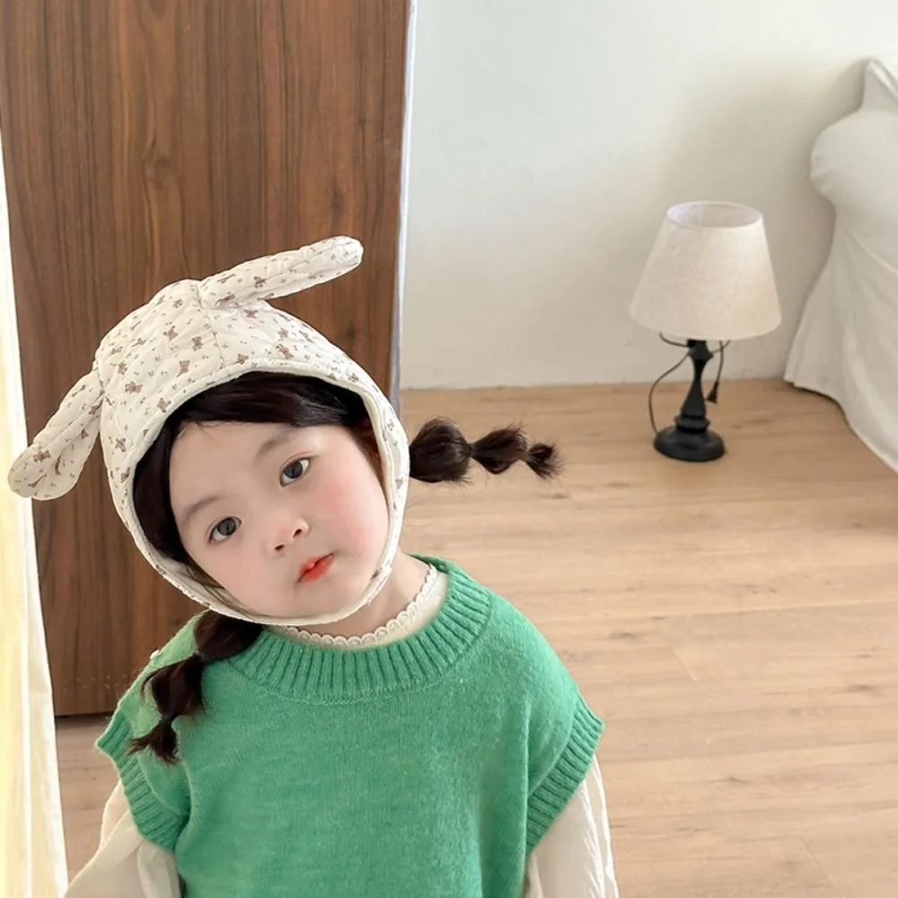 

Retro Cotton Baby Earflap Hat Thicken Floral Print Baby Warm Hat Winter Windproof Lei Feng Hat Infant Toddler