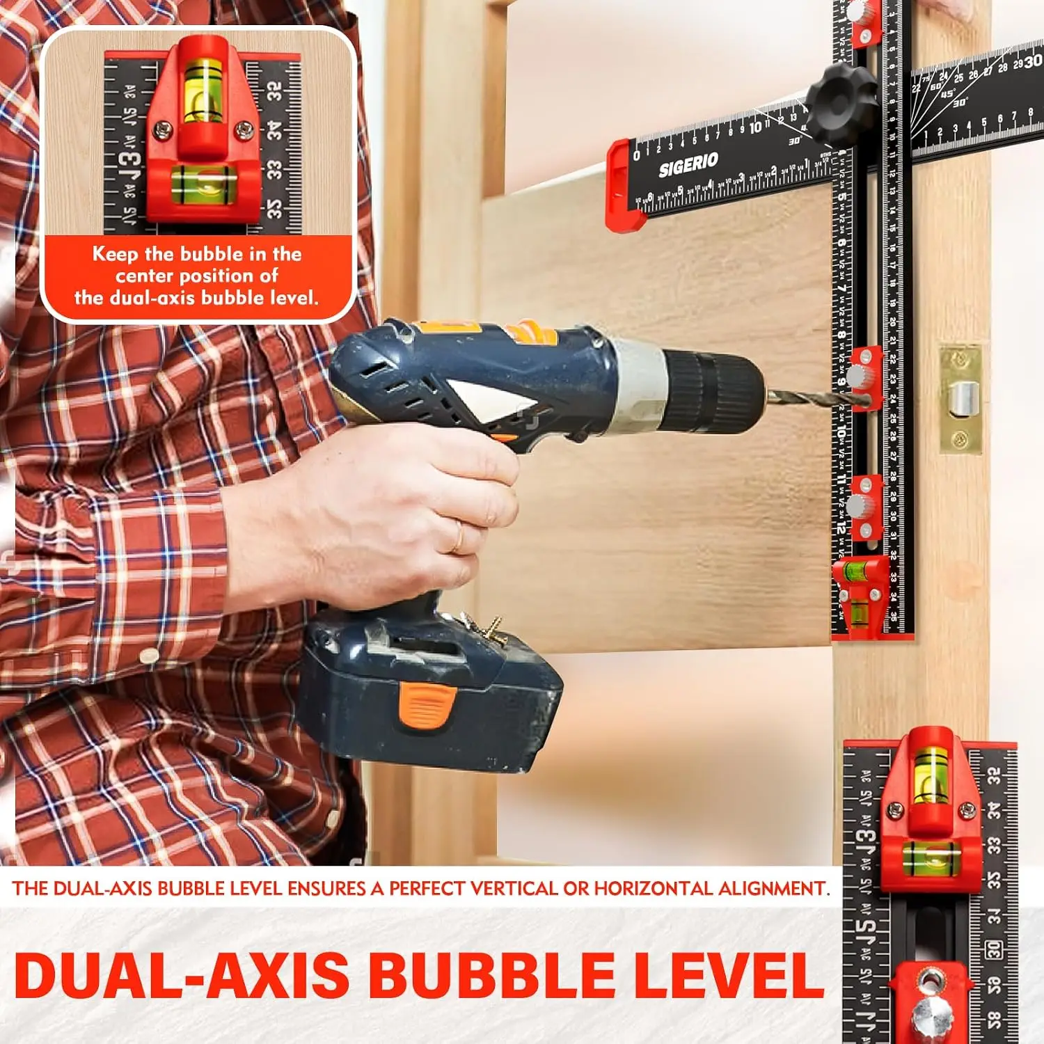 Multifunctional Drilling Positioning Ruler, Adjustable Cabinet Hardware Jig,Marking Gauge Tools for Woodworking Hole Drilling