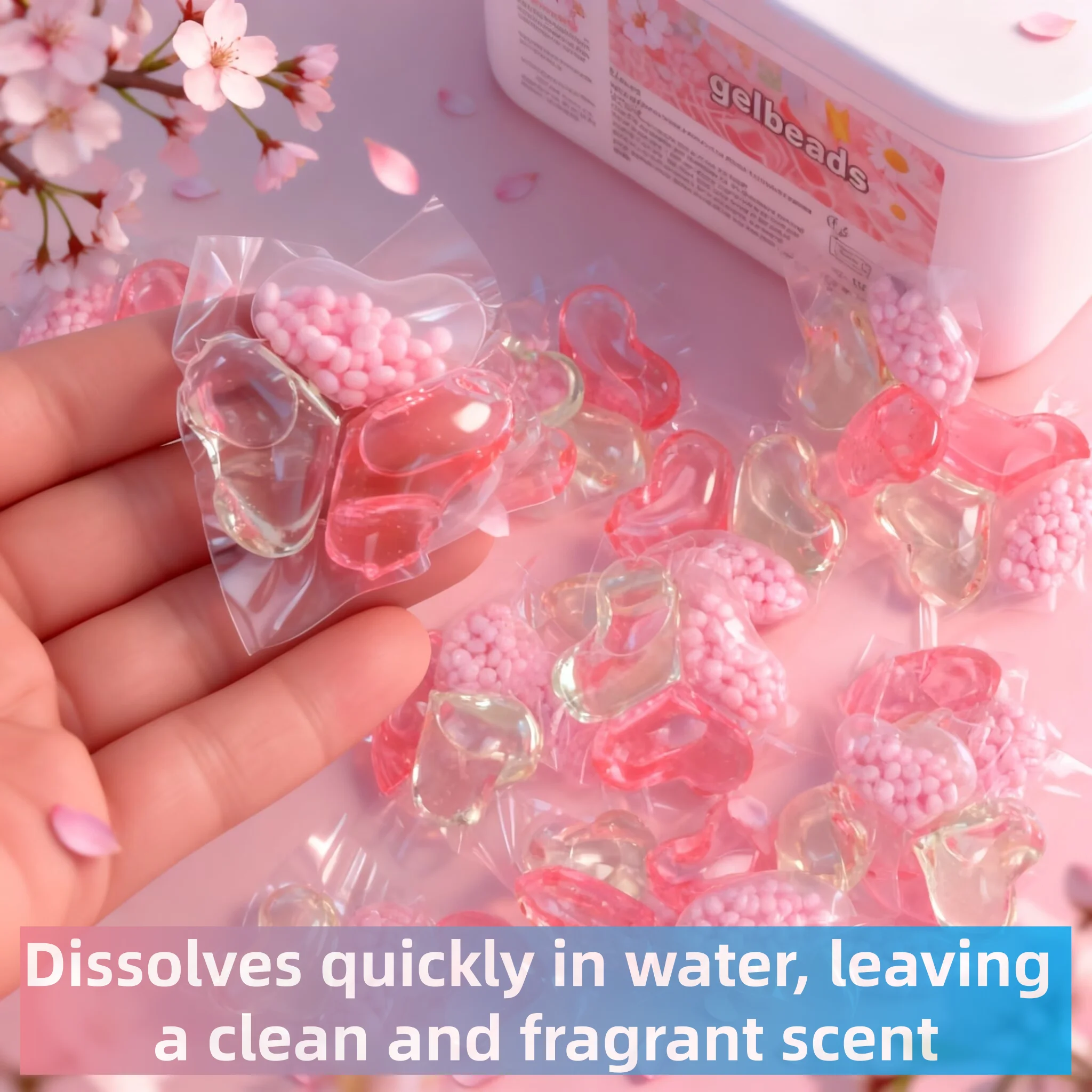 

30-Pack 10g/Pod 3-Chamber Laundry Capsules - Cherry Blossom Fragrance, Stain Removal & Color Guard for All Fabrics
