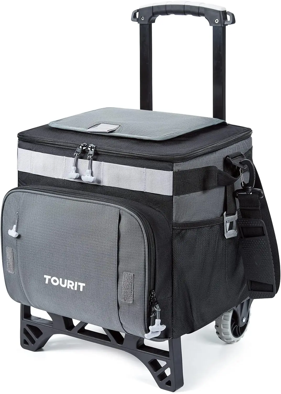 

TOURIT 50-Can Collapsible Rolling Cooler Leakproof Insulated Soft Cooler Bag with Wheels and All-Terrain Cart for Beach, Camping