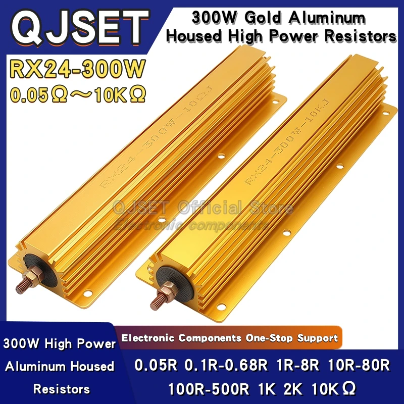 1Pcs 300W RXG24 High Power Gold Aluminum Housed Resistor/Current Limiting Precharge Decoder Resistor 0.1 3 4 5 20 10 Ohm 10K Ohm