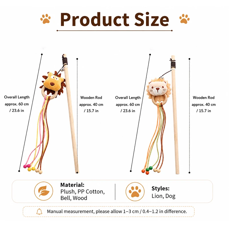 Varita interactiva de peluche para gatos y perros con campana - imagen 5