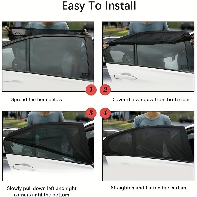 2pcs/set Car sunshade net, window privacy net, mosquito net Car Sunshade Set with Buckle – UV Protection, Heat Reduction & Enhan