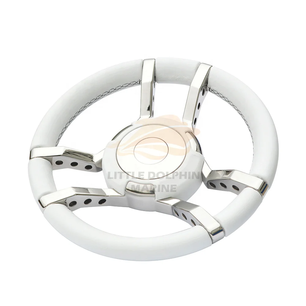 Ship Steering Wheel Yacht Leather Steering Rudder Stainless Steel Leather Steering Wheel Creative Shape