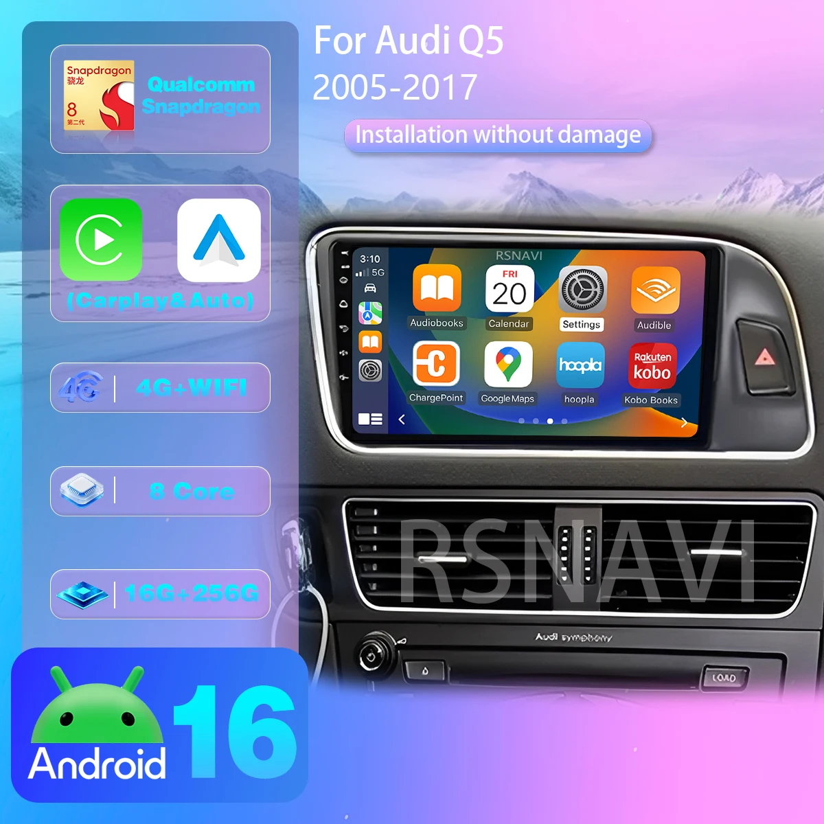 Android 16 For Audi Q5 2005 - 2016 2017 Carplay Auto Car Radio Multimedia Player DSP Qualcomm Stereo Ships in 24 hours Wireless