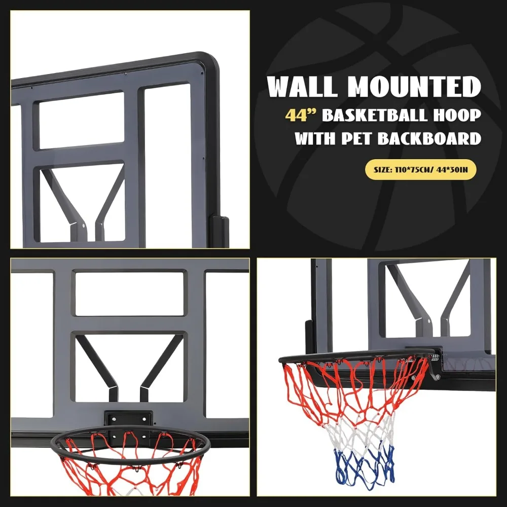 Indoor/outdoor basketbalbord en velgkit, aan de muur gemonteerde PET-combinatie voor thuis of speeltuin