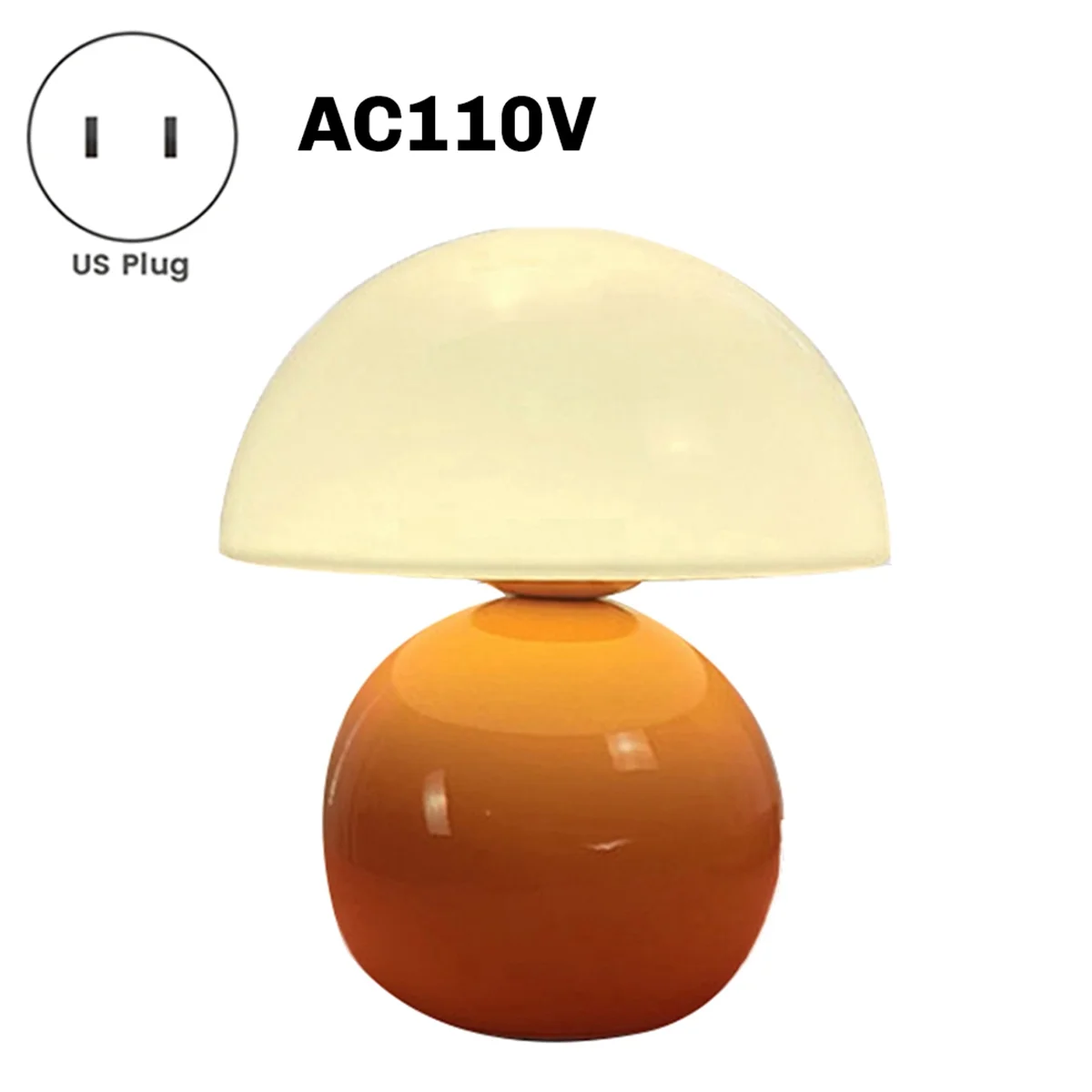 Mushroom Lamp Table Bedside Nightstand Lamp for Bedroom Cute Mini Mid Century Modern Lamp Dimmable Orange US Plug