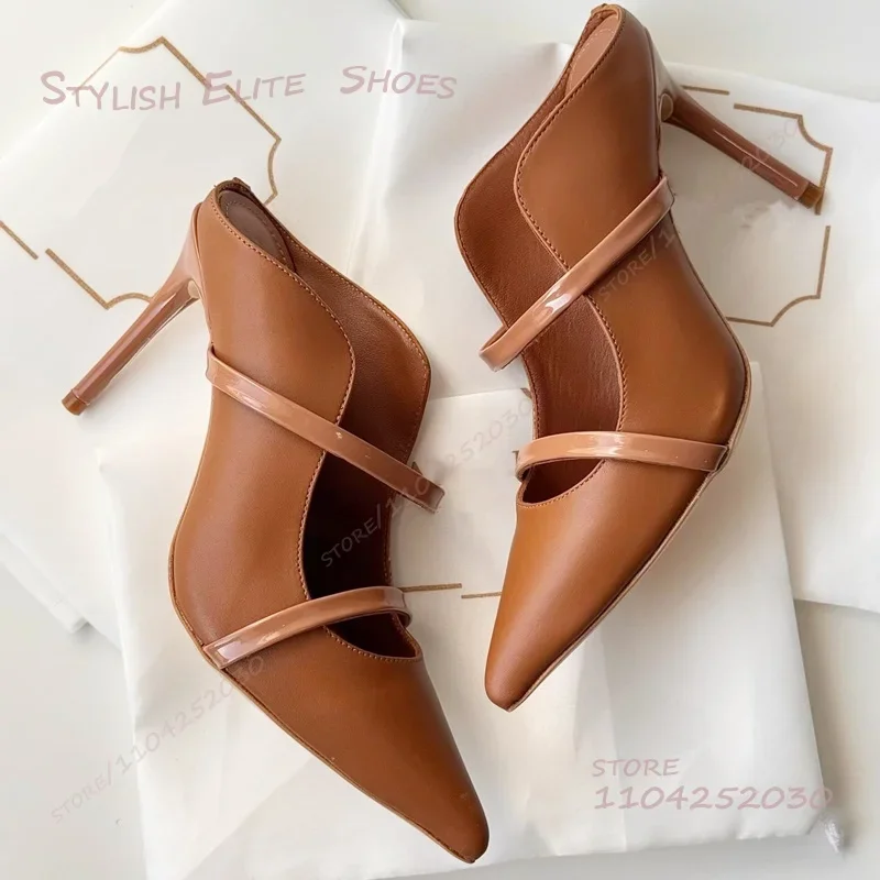 Marrom escuro cáqui pétala lado oco saltos feminino couro dourado camurça preta stiletto bomba casual verão estilingue chinelos cinto sapato