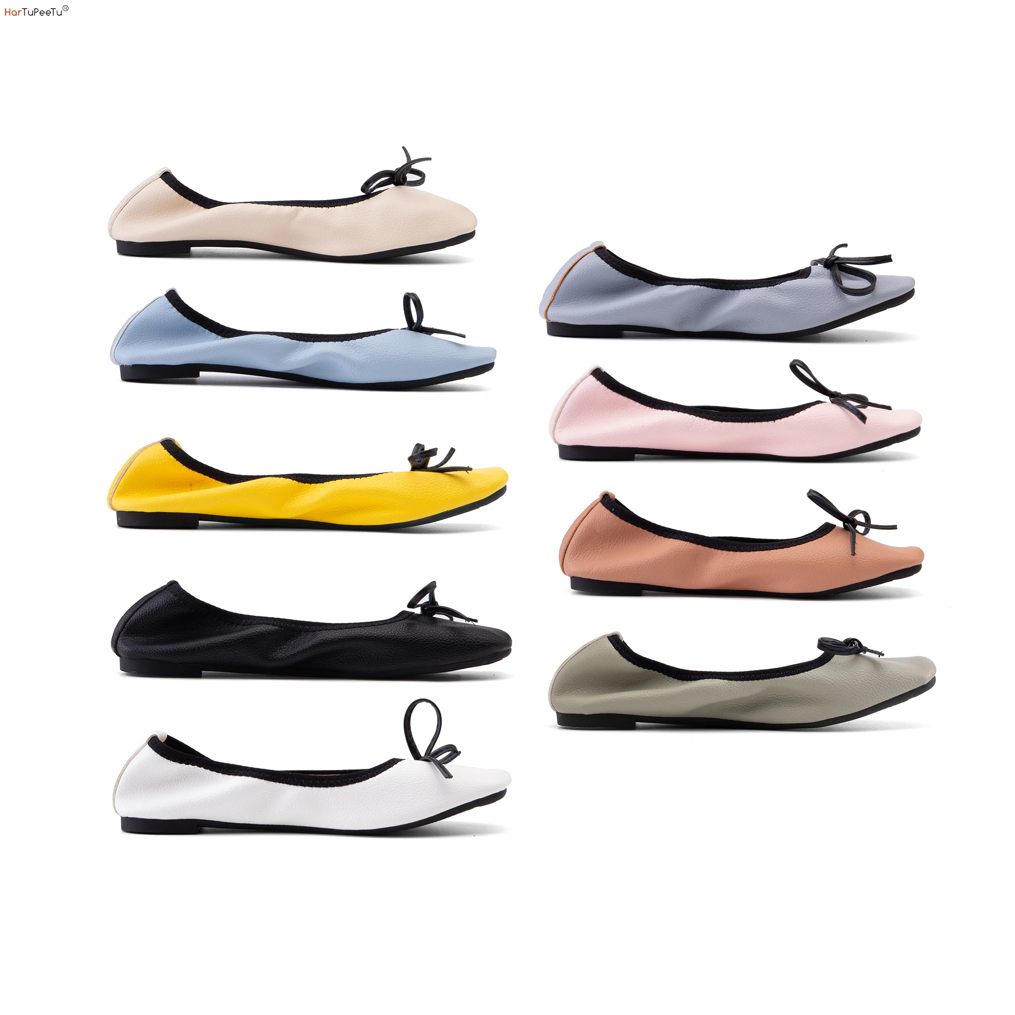 Miękkie skórzane buty damskie Casual Ballet Flats 2024 Wiosna Jesień Sznurowane kokardki Wygodne buty z kwadratowymi noskami Rozmiar 34-51