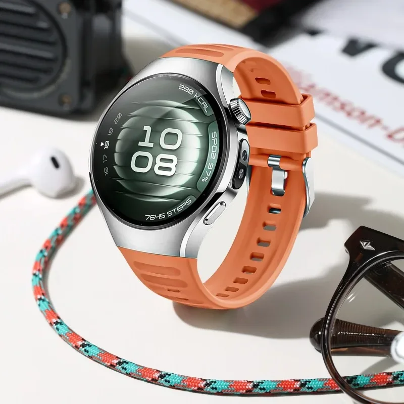 حزام سيليكون أصلي لساعة هواوي 5 42 مللي متر بدون فجوات شريط رياضي مطاطي لساعة هواوي 5 46 مللي متر سوار إطلاق سريع للأعمال