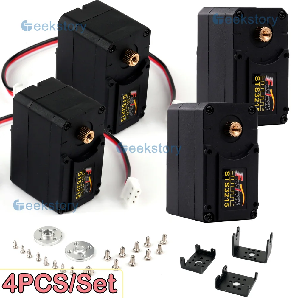 

4PCS STS3215 19KG Dual Axis Servo 360 Degree Motor Compatible Brackets Servos Power Functions Parts for RC Car/Robot Robotic Toy