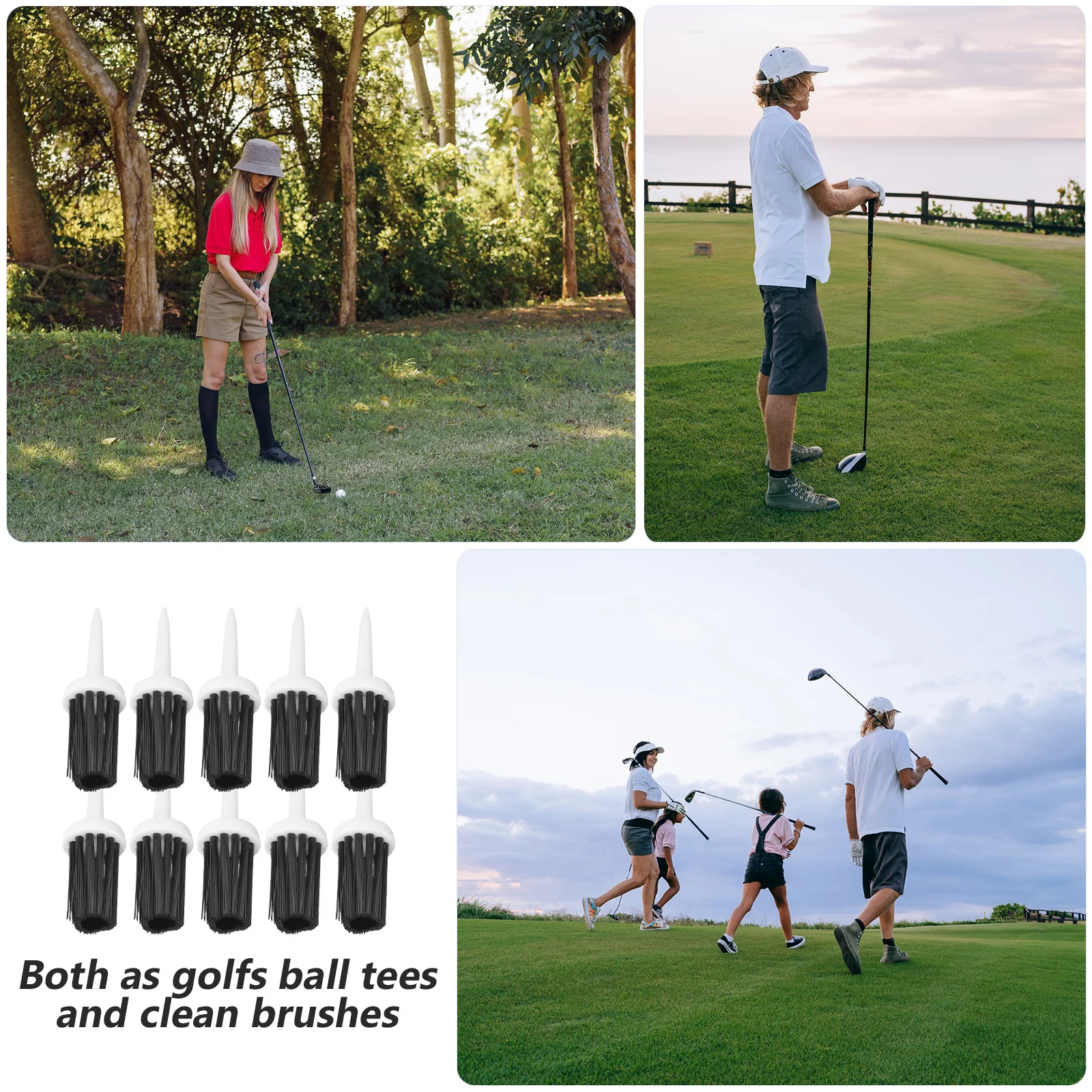 

10pcs Golf Tee Brush Golf Ball Cleaner Reusable Lightweight Training Tool For Outdoor Practice Holds Balls Steadily Golfing