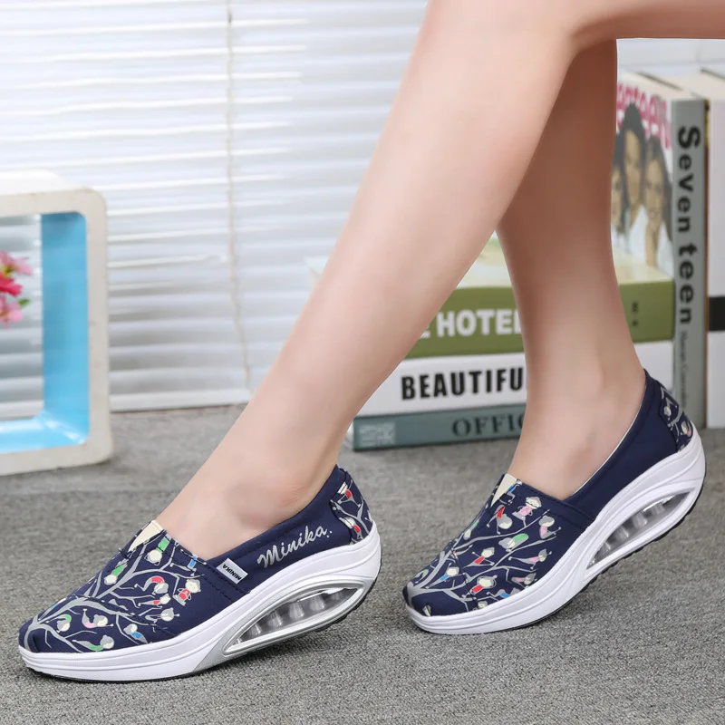 Wedge Shoes for Women Fashion Autumn Platform Sneakers Female Outdoor Sport Casual Loafers Breathable Rocking Shoes Ladies2023