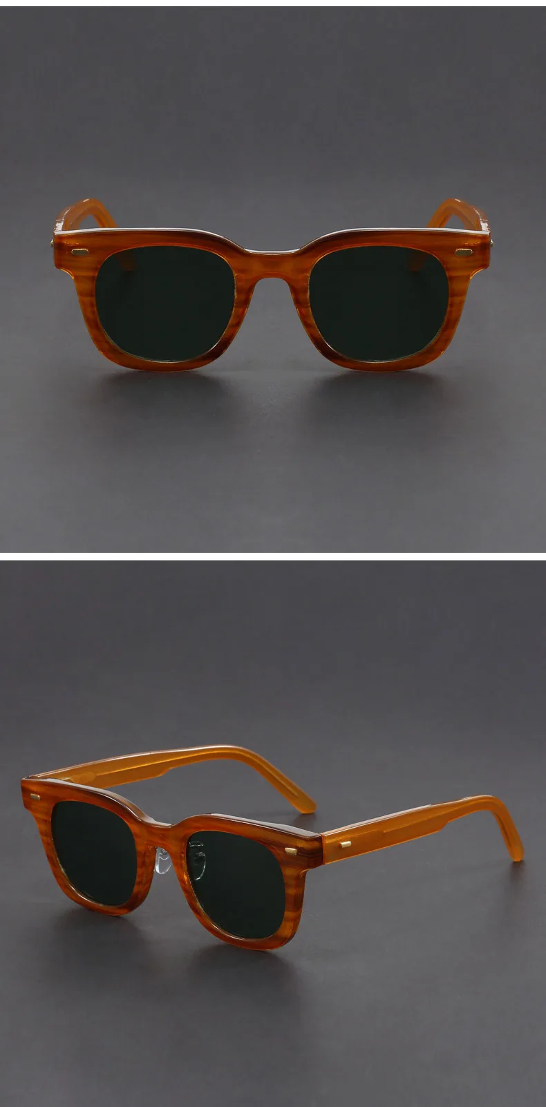 Zweifarbige Brille mit dickem Rahmen, handgefertigt, Retro-Stil, literarische Myopie-Brille für Herren, quadratischer Rahmen, Anti-UV-Sonnenbrille mit kleinem Rahmen – Detail 6