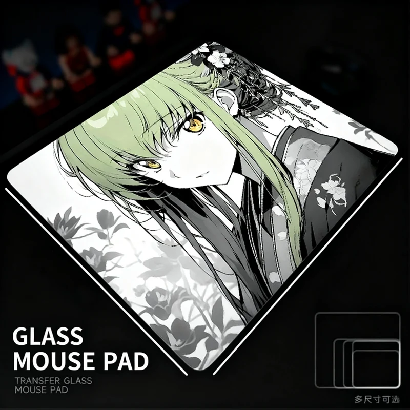 Anime Animation Girl Ins Cute Glass Mouse Pad Tempered Upgrade Smooth FPS E-sports Game Office Desk Pad Painted Glass Mouse Pad