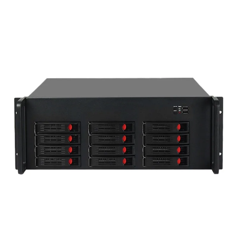 4U Short Depth 320mm 12 Hot Swap Bay Rackmount NAS Storage Server Chassis Support ATX Motherboard 19 Inch Rack Case