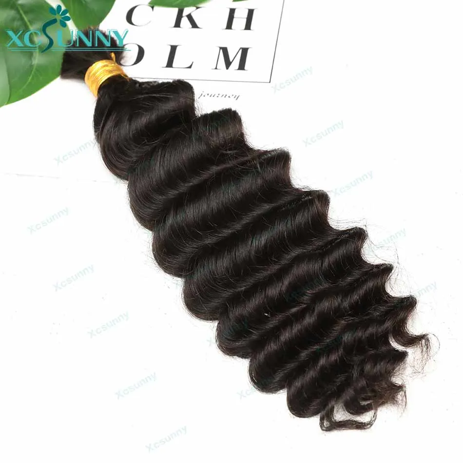 Color 30 Human Hair For Braids Deep Wave Bulk Human Hair For Braiding Double Drawn Wholesale No Weft