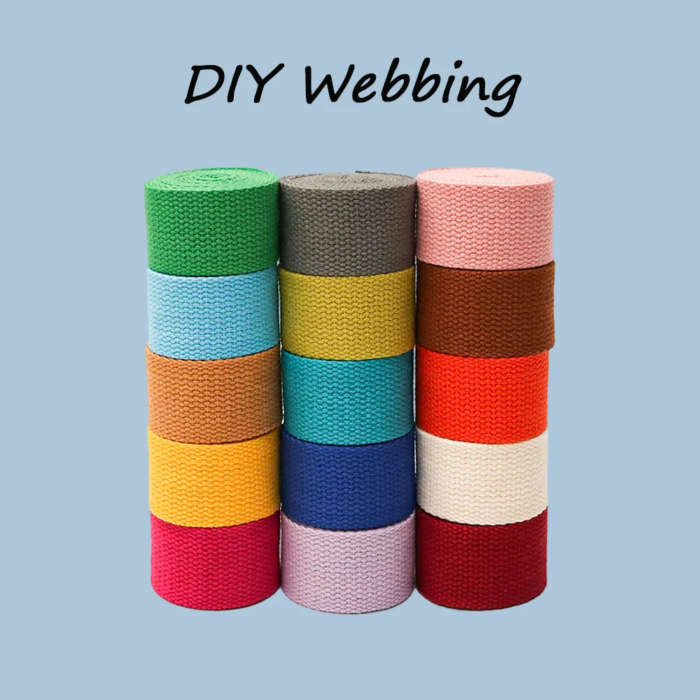 1/2/5Yards 20mm Pure Cotton Bag Webbing Thick High Strength Simple Style Colorful Gift Wrapping Crafts For Belt Bag Accessories