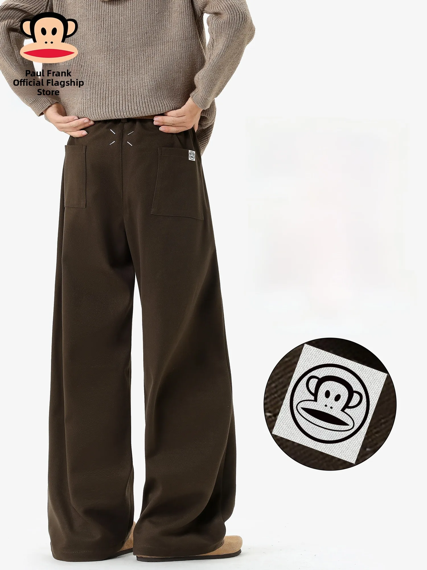 

PaulFrank Heavyweight Warm Casual Pants Men's Winter Wool Loose Straight Leg Trousers American Sle Polyester Fiber Straight...