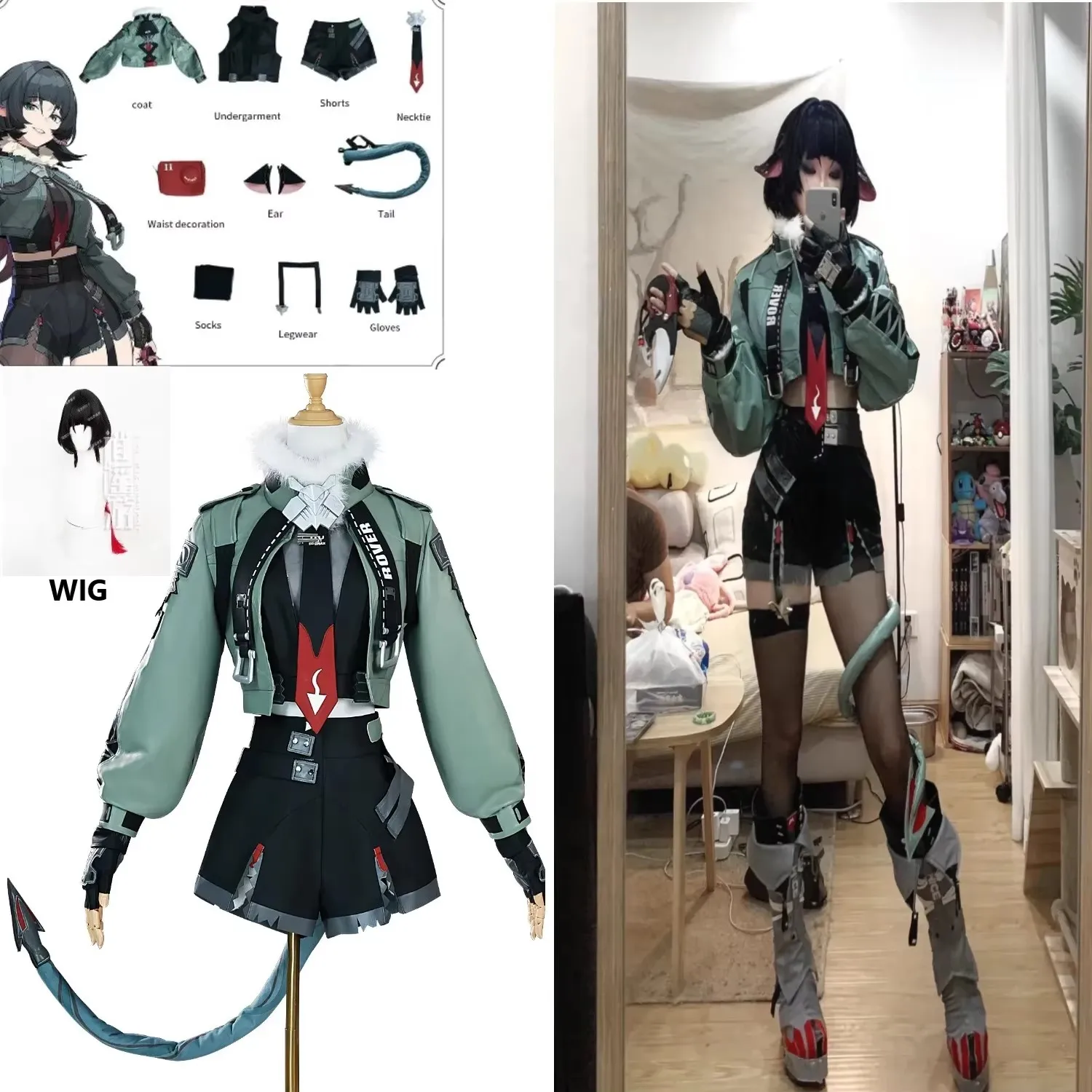 Game Zenless Zone Zero Jane Doe Cosplay Costume Cos Wig Set with Tail Anime Party Uniform Hallowen Play Role Clothes Clothing