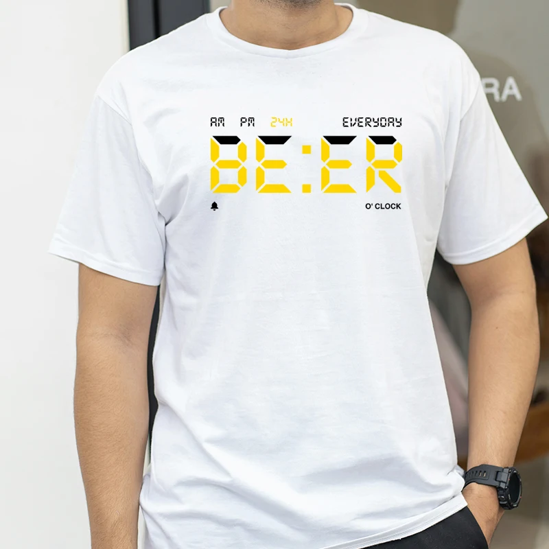 

It Is Beer Time T Shirt for Men Vintage T-Shirt Round Neck Tees Classic Man Clothes Oversize Tops Fashion Harajuku Mens Clothing