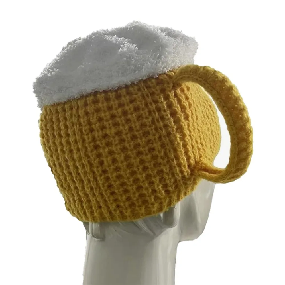 3D Beer Cup Hats Year Presents Ear Warmers Warm Beanies Unisex Versatile Pullover Cap Beer Lovers