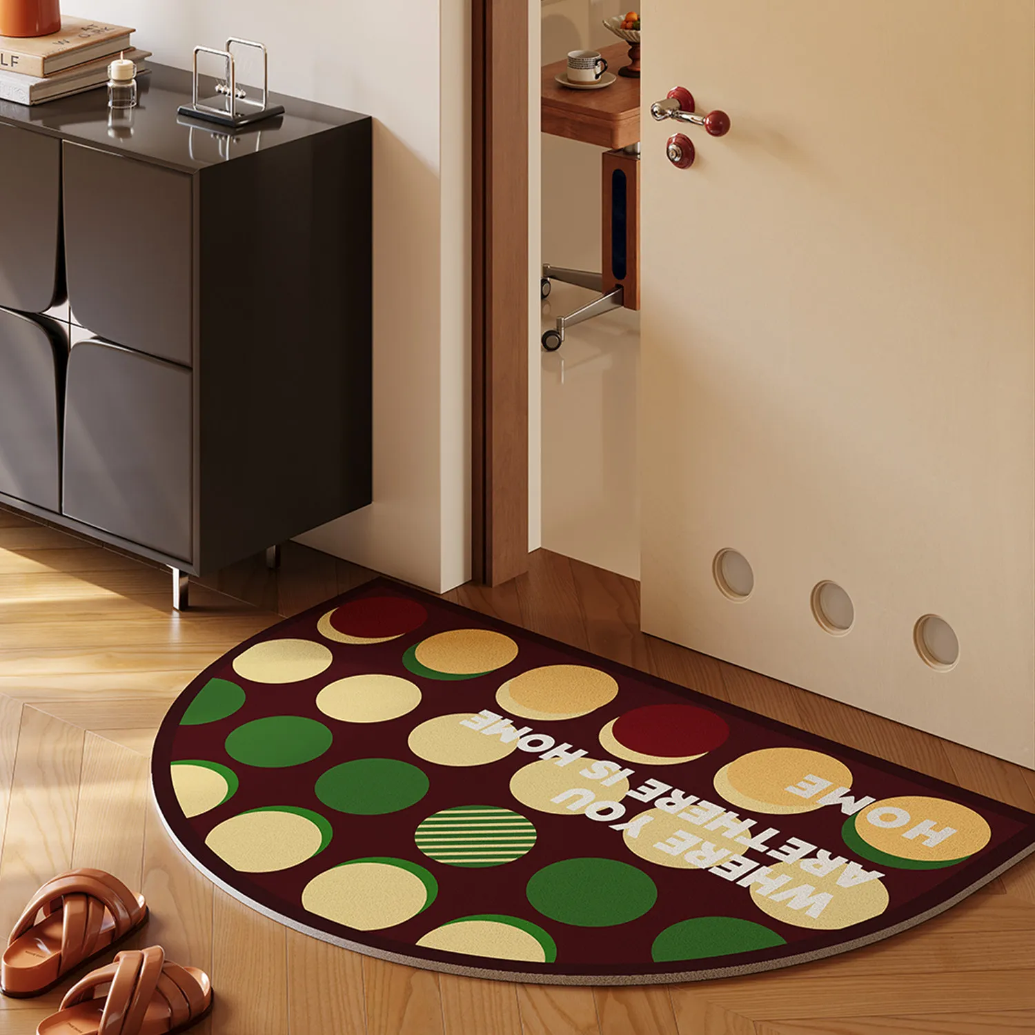 MELLON Half-round Entrance Door Mat Dirt Resistant Silk Ring Wear-resistant Anti Slip Doormat Absorbing Quick-drying Floor Mats