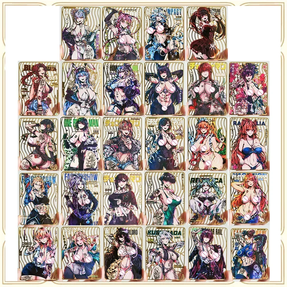 Anime Goddess Story DIY ACG Collectible Cards Boys Play Toys Birthday Gifts Tsunade Albedo Kurumi Sexy Metal Card 28PC/Set