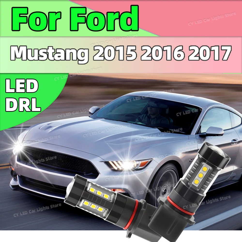 

2pcs DRL Lamp P13W Canbus LED Bulbs Daytime Running Light 6000K White For Ford Mustang 2015 2016 2017 Car Accessories
