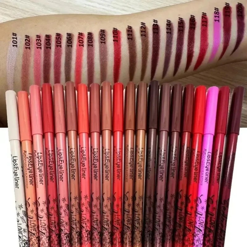 20 لون ماتي الشفاه بطانة مخطط قلم أحمر الشفاه طويلة الأمد مقاوم للماء قلم تينت الشفاه ماكياج الشفاه الكنتوري القلم امرأة مستحضرات التجميل