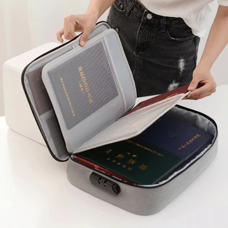 Document Organizer Briefcase A4 Folder Holder Men Women Bag Cover Purse Passport Home Travel Safe Functional File Storage Case