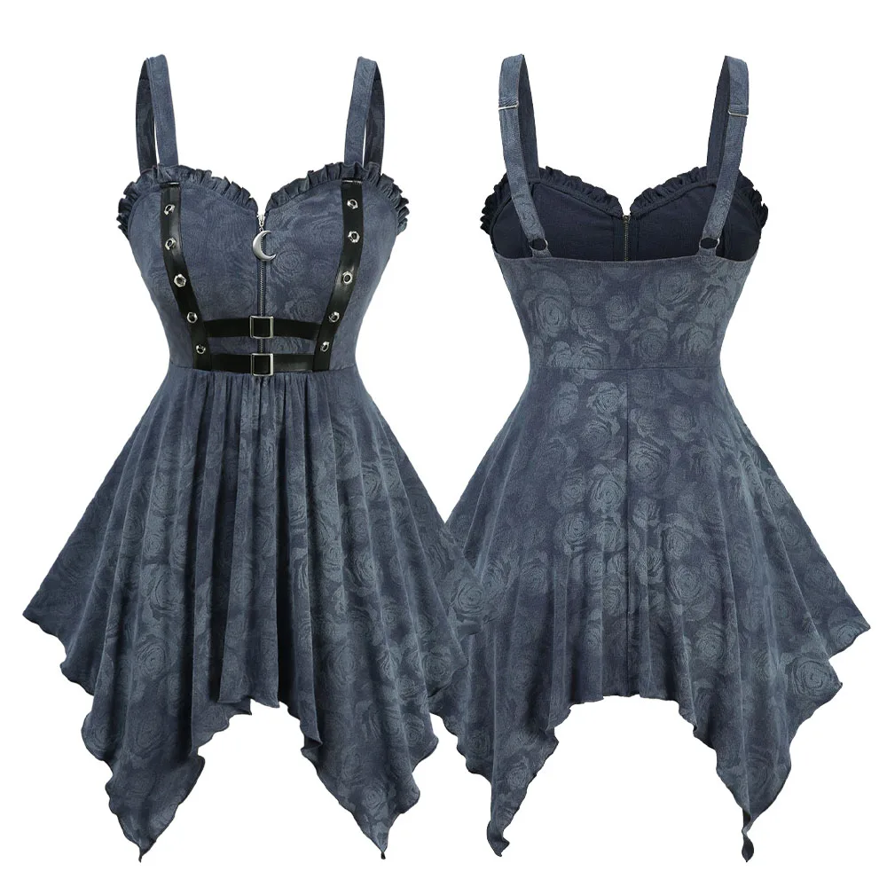 روزغال حجم كبير زهرة الورد المطبوعة بولي Strap حزام مشبك سستة منديل كاميس القمم للنساء عادية تانك عالية تمتد سترة